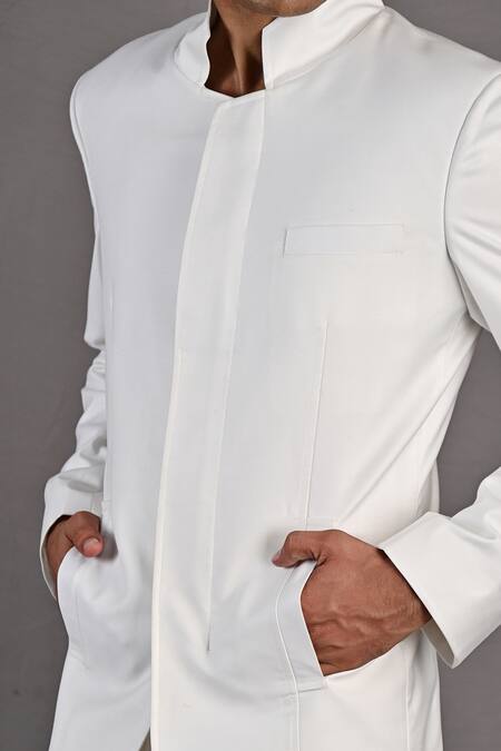 Bohame_Off White Terry Wool Elm Jacket And Pant Set_at_Aza_Fashions