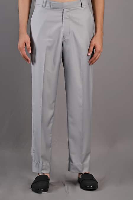 Shop_Bohame_Grey Terry Wool Aidin Bandhgala And Pant Set_Online_at_Aza_Fashions