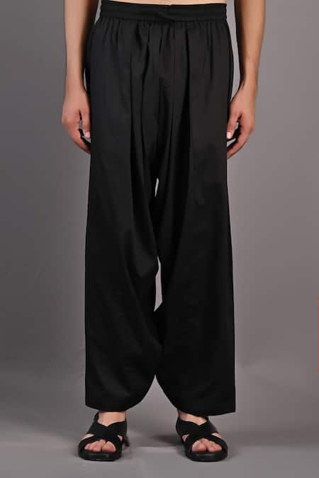 Shop_Bohame_Black Kurta And Pant Cotton Satin Adam Textured Bundi & Set_Online_at_Aza_Fashions