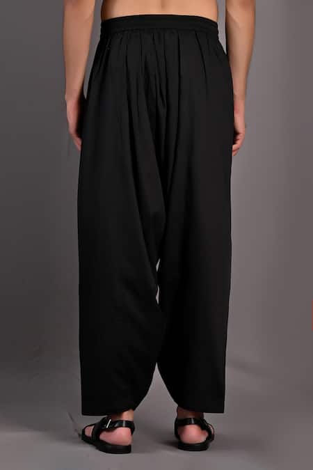 Bohame_Black Kurta And Pant Cotton Satin Adam Textured Bundi & Set_at_Aza_Fashions