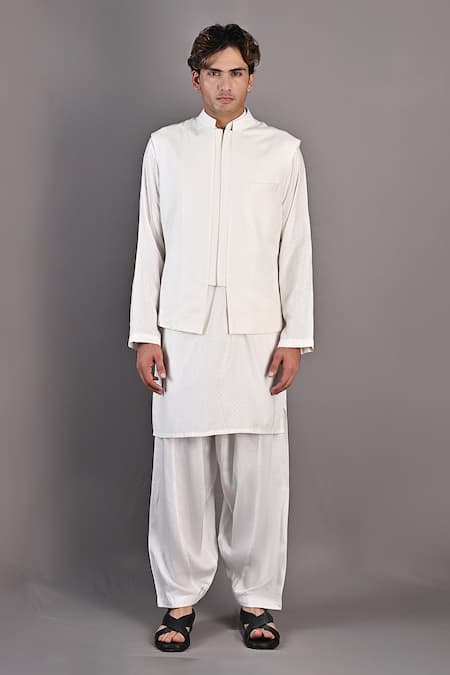 Bohame Mateo Textured Bundi & Kurta Set 