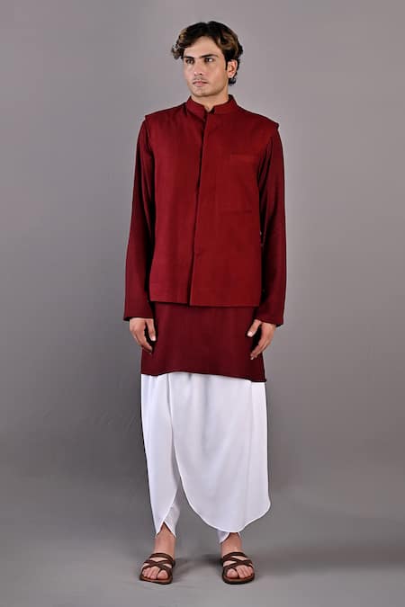 Bohame Daniel Textured Bundi & Kurta Set 