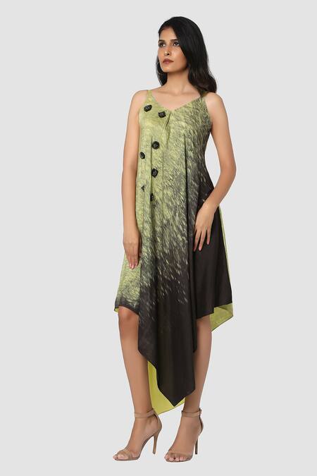 Buy Babita Malkani Black Organic Cotton Silk Lining Lycra Tie Dye Asymmetric Dress Online at Aza Fashions Buy_Babita Malkani_Black Organic Cotton Silk Lining Lycra Tie Dye Asymmetric Dress _Online_at_Aza_Fashions