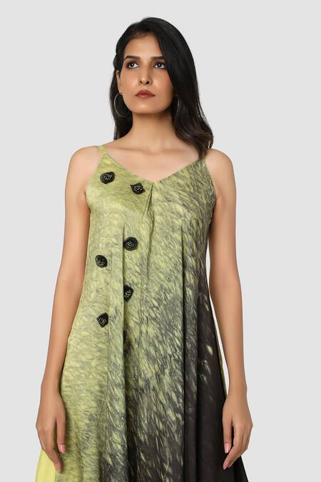 Shop Babita Malkani Black Organic Cotton Silk Lining Lycra Tie Dye Asymmetric Dress Online at Aza Fashions Shop_Babita Malkani_Black Organic Cotton Silk Lining Lycra Tie Dye Asymmetric Dress _Online_at_Aza_Fashions