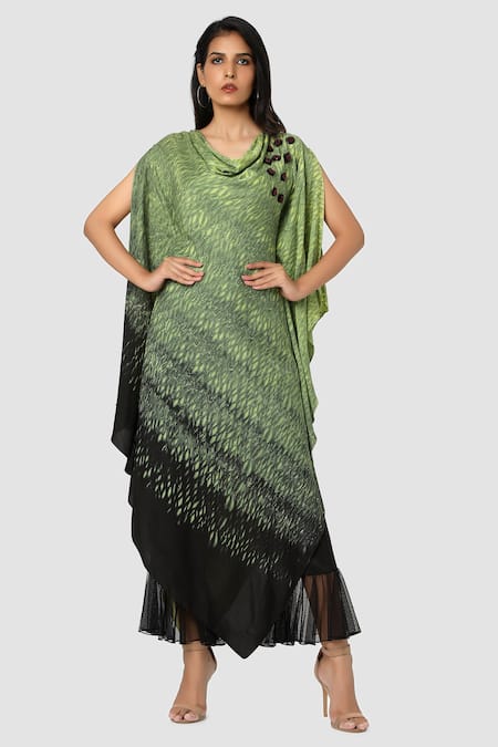 Babita Malkani Organic Cotton Silk Tie Dye Draped Tunic & Pant Set 