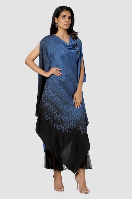 Babita Malkani Organic Cotton Silk Tie Dye Draped Tunic & Pant Set 