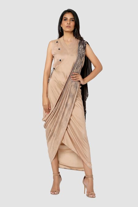 Babita Malkani Organic Cotton Silk Draped Sarong Saree 