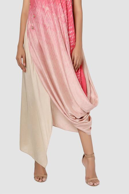 Babita Malkani Pink Organic Cotton Silk Lining Lycra One Shoulder Draped Dress at Aza Fashions Babita Malkani_Pink Organic Cotton Silk Lining Lycra One Shoulder Draped Dress _at_Aza_Fashions