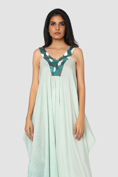 Shop Babita Malkani Blue Organic Cotton Silk Lining Lycra Cowl Draped Tie Dye Jumpsuit Online at Aza Fashions Shop_Babita Malkani_Blue Organic Cotton Silk Lining Lycra Cowl Draped Tie Dye Jumpsuit_Online_at_Aza_Fashions