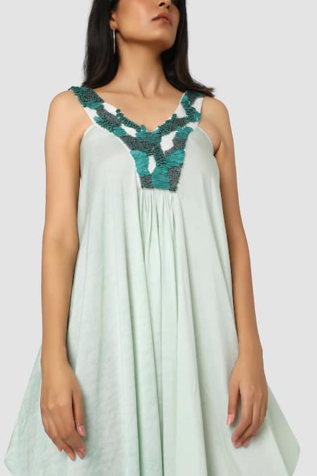 Babita Malkani Blue Organic Cotton Silk Lining Lycra Cowl Draped Tie Dye Jumpsuit at Aza Fashions Babita Malkani_Blue Organic Cotton Silk Lining Lycra Cowl Draped Tie Dye Jumpsuit_at_Aza_Fashions