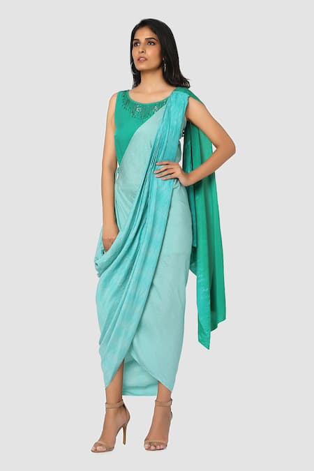 Babita Malkani Organic Cotton Silk Draped Sarong Saree 