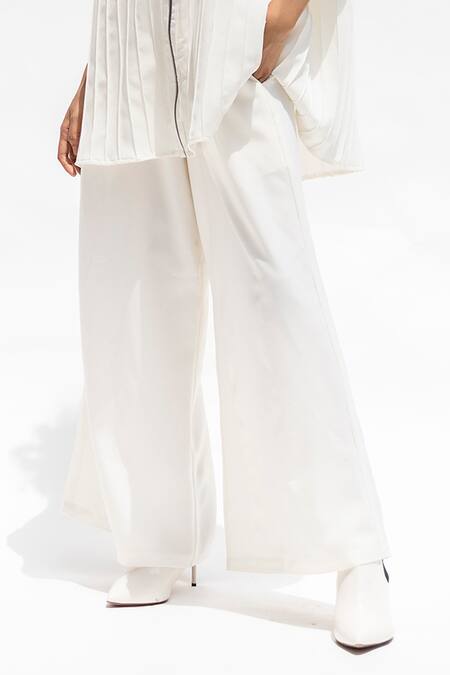 Shop Corpora Studio White Silk Crepe High Neck Tunic And Pant Set Online at Aza Fashions Shop_Corpora Studio_White Silk Crepe High Neck Tunic And Pant Set _Online_at_Aza_Fashions