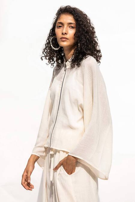 Corpora Studio White High Neck Flared Pant Set Online at Aza Fashions Corpora Studio_White High Neck Flared Pant Set _Online_at_Aza_Fashions