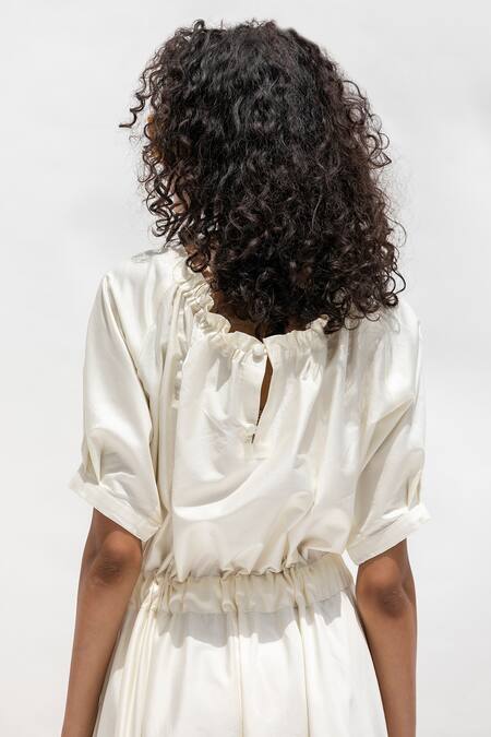 Corpora Studio_White Cotton Satin Round Jumpsuit _Online_at_Aza_Fashions