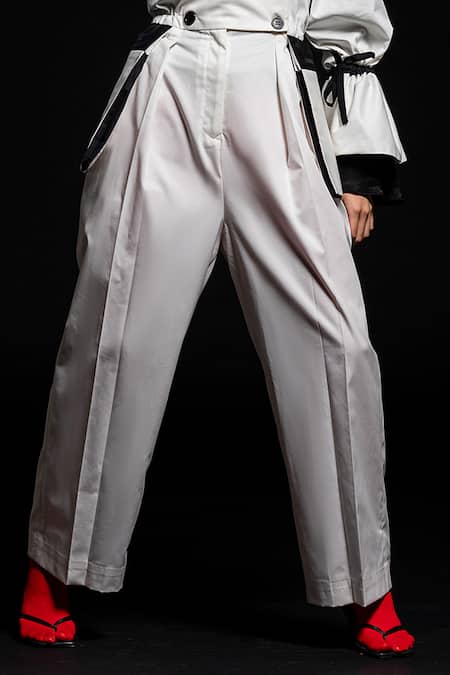 Corpora Studio_White Cotton Notched Collar Jumpsuit_Online_at_Aza_Fashions