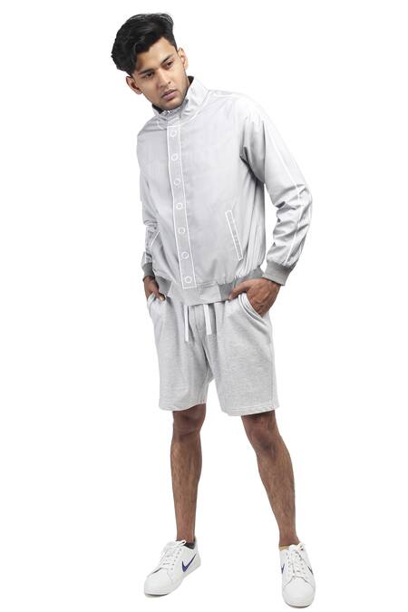 All2defy_Grey Windcheater Reversible Bomber Jacket_Online_at_Aza_Fashions