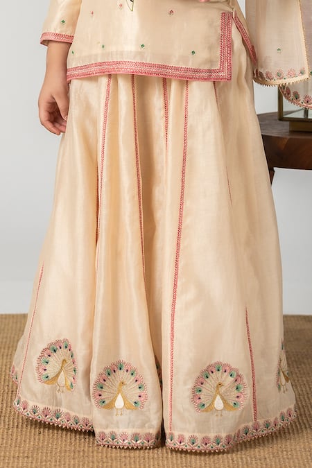 Buy BOTEH White Chanderi Cotton, Silk Embroidery, Gota Patti Lehenga Set Online at Aza Fashions Buy_BOTEH_White Chanderi Cotton, Silk Embroidery, Gota Patti Lehenga Set _Online_at_Aza_Fashions