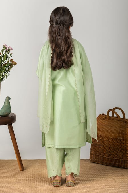 Shop BOTEH Green Chanderi , Embroidery Kurta Set at Aza Fashions Shop_BOTEH_Green Chanderi , Embroidery Kurta Set _at_Aza_Fashions