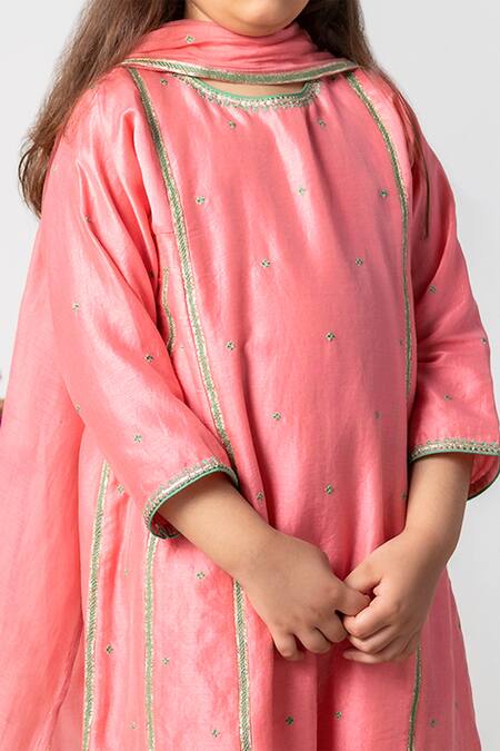 Buy BOTEH Pink Chanderi Cotton, Silk Embroidery Kurta Set Online at Aza Fashions Buy_BOTEH_Pink Chanderi Cotton, Silk Embroidery Kurta Set _Online_at_Aza_Fashions