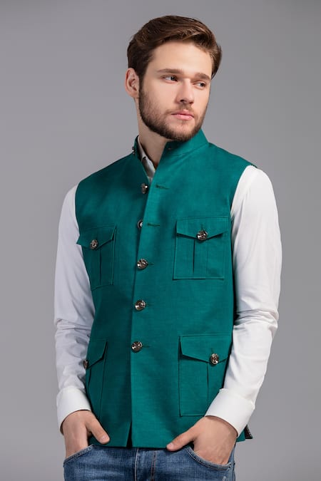 Buy Even Apparels Men's Green Pure Wool Nehru Jacket Online at Best Price |  Distacart