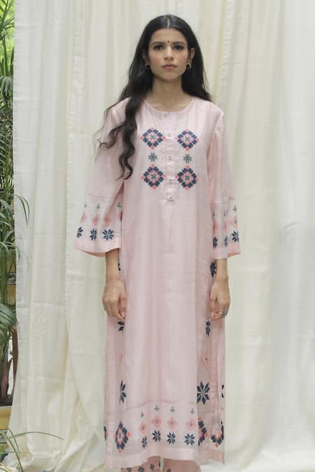 Shivani Bhargava Pink Chanderi Round Kurta