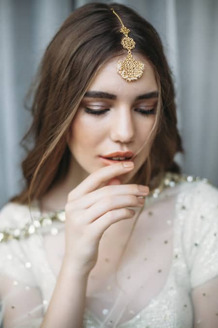 Shop_ZARIIN_Gold Plated Pearl Enchanted Glamour Jewellery Set Gift Box_Online_at_Aza_Fashions