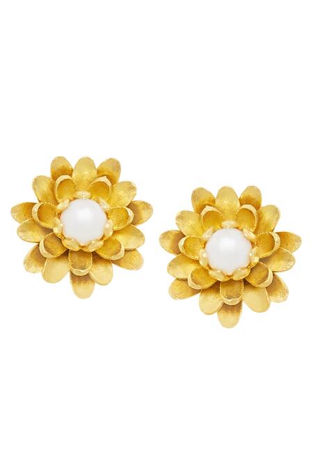 ZARIIN_Gold Plated Pearl Daisy Dreams Jewellery Set Gift Box_Online_at_Aza_Fashions