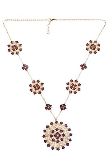 Shop_ZARIIN_Gold Plated Cut Work Floral Jewellery Set Gift Box _Online_at_Aza_Fashions