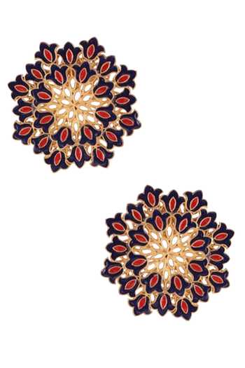 ZARIIN_Gold Plated Cut Work Floral Jewellery Set Gift Box _at_Aza_Fashions