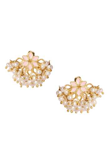ZARIIN_Gold Plated Pearl Pretty Poised Jewellery Set Gift Box_at_Aza_Fashions