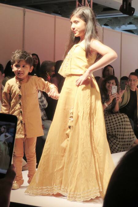 Swati Golyan Yellow Chanderi, Cotton Embroidery Hand Quilted Bandhgala Set Online at Aza Fashions Swati Golyan_Yellow Chanderi, Cotton Embroidery Hand Quilted Bandhgala Set _Online_at_Aza_Fashions