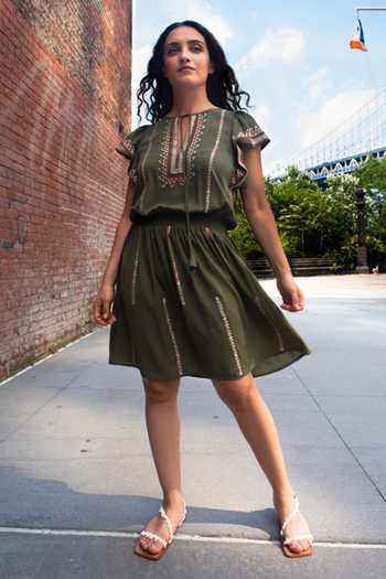 green emerald velvet dress Ranna Gill