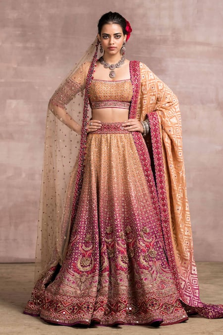 Ivory & Beige Chevron Pattern Lehenga with Fitted Chikankari Kurta – Tarun  Tahiliani – BMW India Bridal Fashion Week 2015 – Shinjini Amitabh Chawla