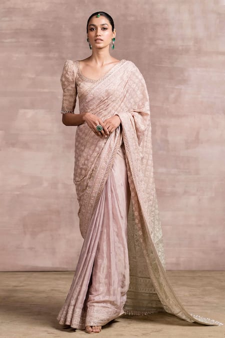 Buy Reeta Fashion Elegant Grey White Linen Lucknowi Saree with Unstitched  Blouse Online at Best Prices in India - JioMart.