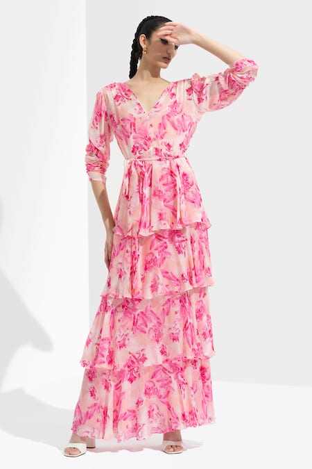 Mandira Wirk Floral Print Layered Dress 