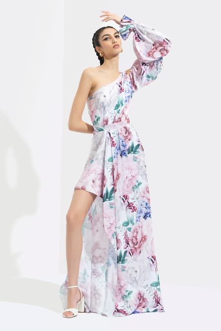 Mandira Wirk Printed One Shoulder Dress 