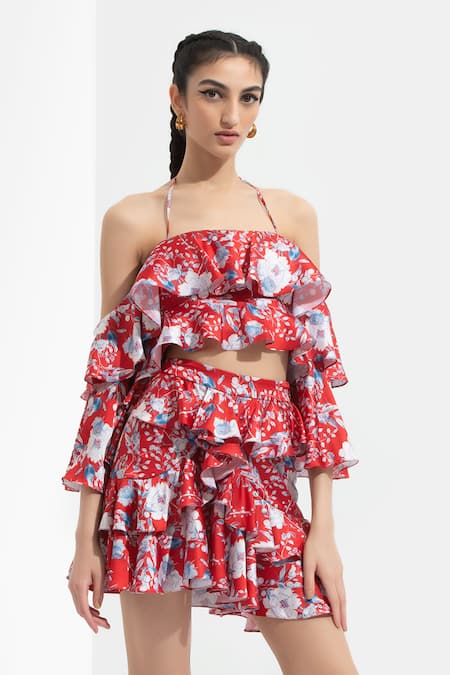 Mandira Wirk Printed Crop Top & Skirt Set 