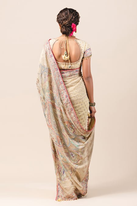 Studio Shringaar Women's Georgette Chikankari & Sequin Embroidered  Sleeveless Saree Blouse(Size - 40) : Amazon.in: Fashion