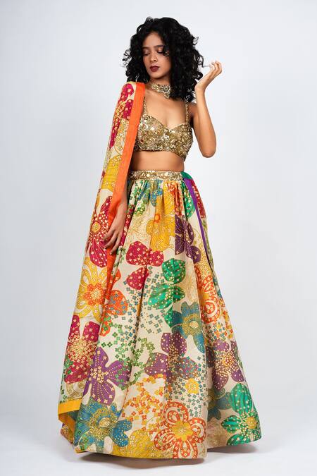 Taavare Floral Print Lehenga Set 