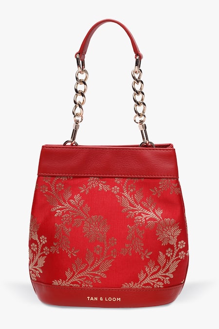 Shop Tan & Loom Red Embroidery Rani Brocade Woven Batwa at Aza Fashions Shop_Tan & Loom_Red Embroidery Rani Brocade Woven Batwa _at_Aza_Fashions