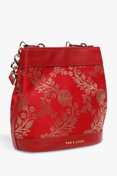 Buy Tan & Loom Red Embroidery Rani Brocade Woven Batwa Online at Aza Fashions Buy_Tan & Loom_Red Embroidery Rani Brocade Woven Batwa _Online_at_Aza_Fashions