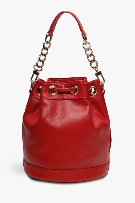 Tan & Loom_Red Bombay Nappa Leather Potli Bag _Online_at_Aza_Fashions