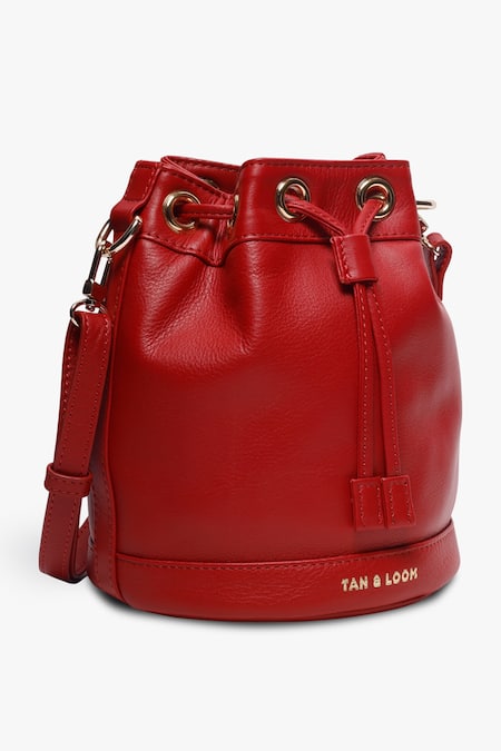 Buy_Tan & Loom_Red Bombay Nappa Leather Potli Bag _Online_at_Aza_Fashions