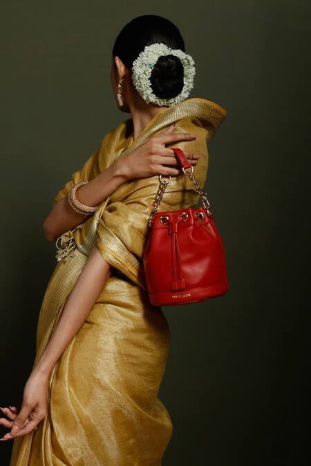 Shop_Tan & Loom_Red Bombay Nappa Leather Potli Bag _Online_at_Aza_Fashions