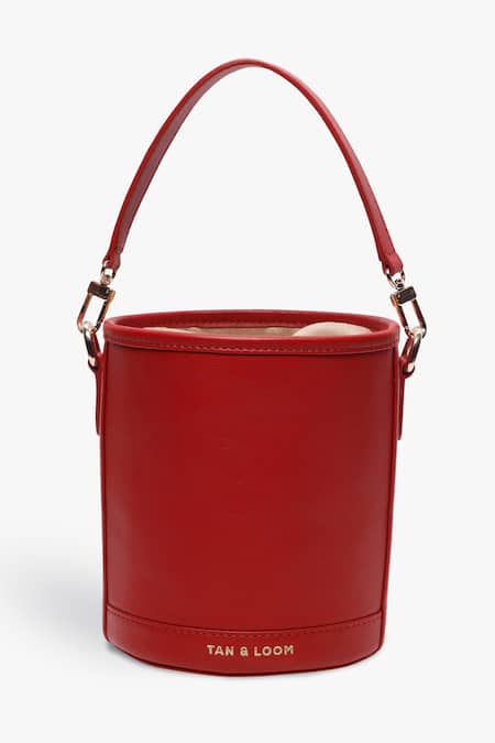 Shop Tan & Loom Red Barrel Leather Potli Bag at Aza Fashions Shop_Tan & Loom_Red Barrel Leather Potli Bag _at_Aza_Fashions