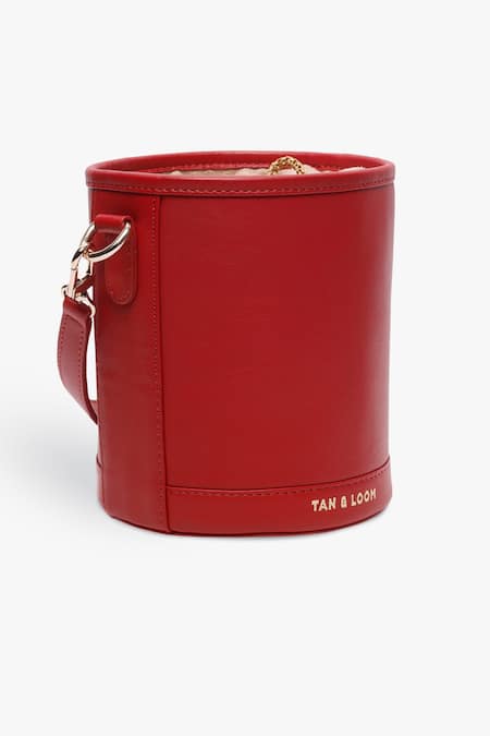 Buy Tan & Loom Red Barrel Leather Potli Bag Online at Aza Fashions Buy_Tan & Loom_Red Barrel Leather Potli Bag _Online_at_Aza_Fashions