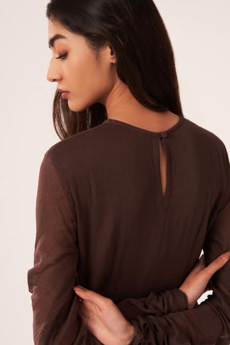 Shop_Dot_Brown Cotton Anarkali _Online_at_Aza_Fashions