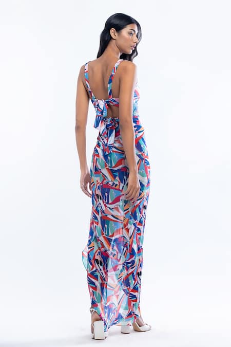 Mandira Wirk Resort Printed Bodysuit With Wrap 