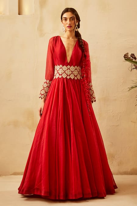 Georgette Solid Ladies Long Anarkali Gown, Full Sleeve, Light pink at Rs  999 in Dehradun