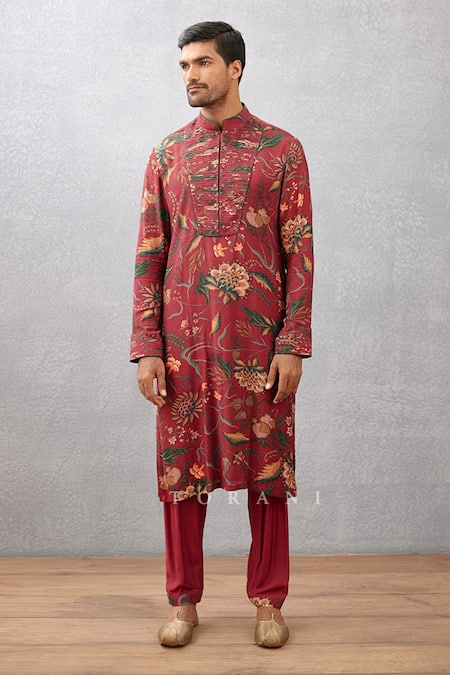 Torani Red Cotton Silk Chintz Sanobar Ashfaq Printed Kurta Set Online at Aza Fashions Torani_Red Cotton Silk Chintz Sanobar Ashfaq Printed Kurta Set _Online_at_Aza_Fashions